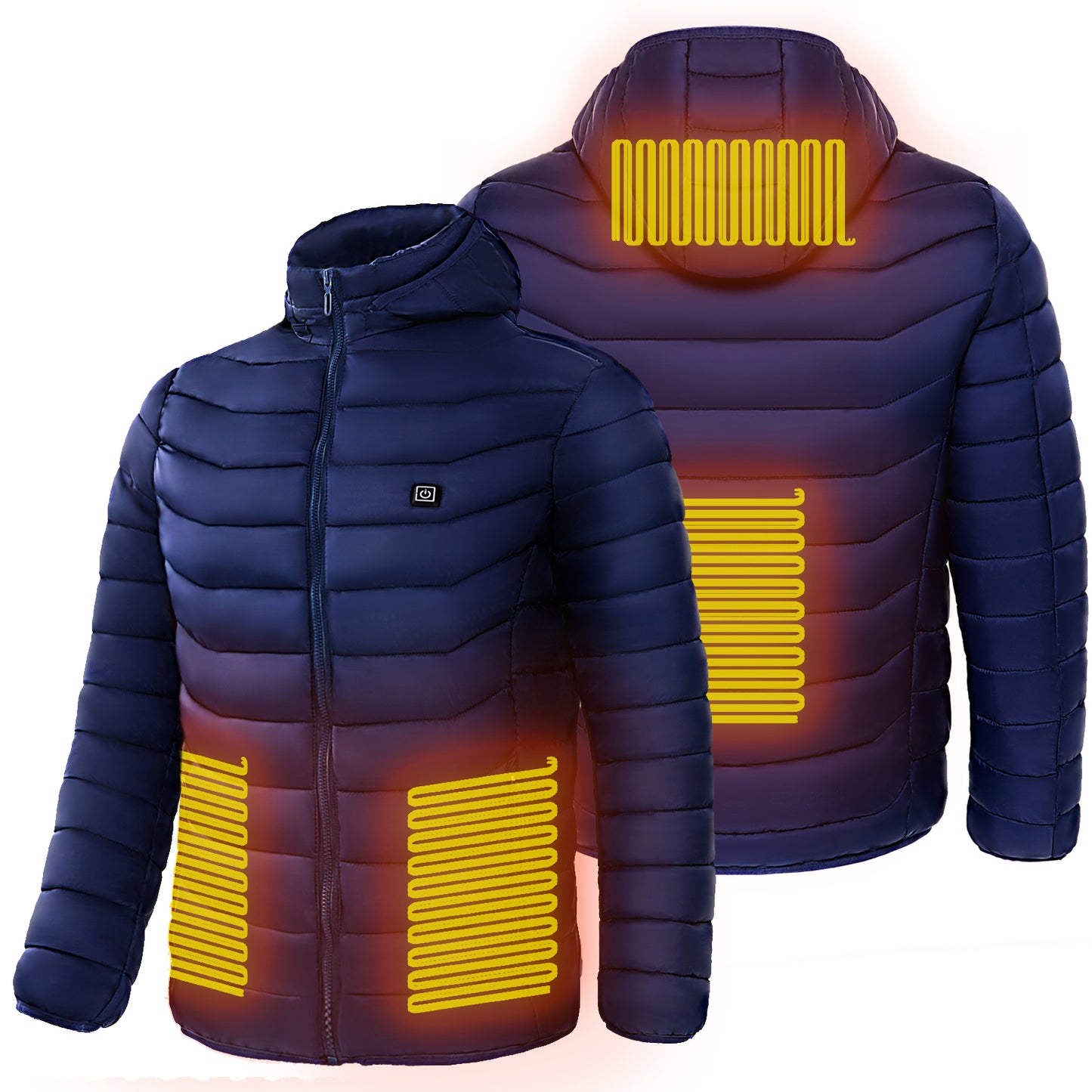 A red heated jacket showing heat map areas