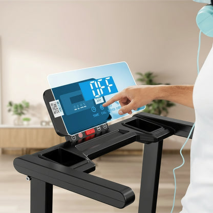 Person interacting with a digital scale in a kitchen setting
